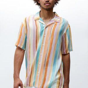 PACSUN Watercolor Stripe Camp Shirt Men's Small